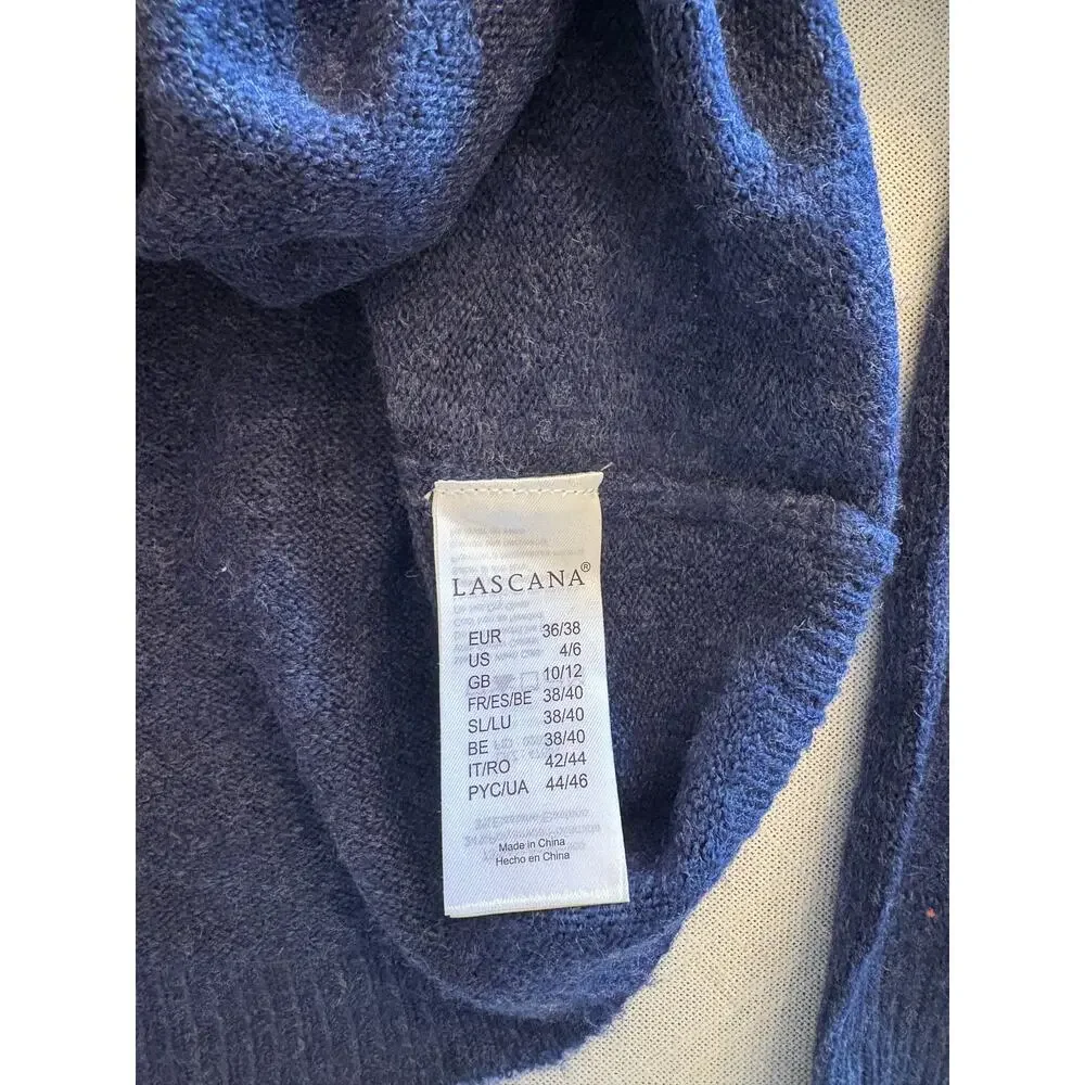 LASCANA Boatneck Blue Sweater | Tie Waist Cozy‎ Lightweight Fall Top | SMALL